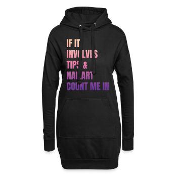 Wenn Es Um Tips Und Nailart Geht Nagelstudio - Hoodie-Kleid - Schwarz - Vorne