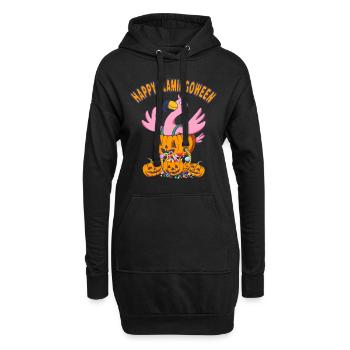 Halloween Happy Flamingoween Flamingo - Hoodie-Kleid - Schwarz - Vorne