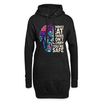 Zombies Fressen Gehirn Keine Sorge Du Bist Sicher - Hoodie-Kleid - Schwarz - Vorne