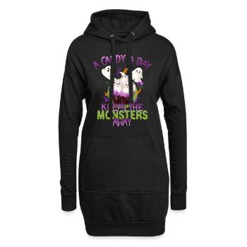 Eine Süßigkeit Pro Tag Monster Lustiges Halloween - Hoodie-Kleid - Schwarz - Vorne