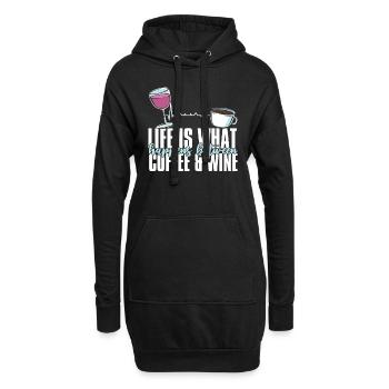 Kaffee Cafe Witzig Kaffee Wein - Hoodie-Kleid - Schwarz - Vorne