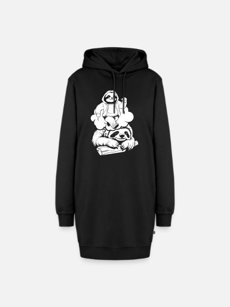 Faultier Witzig - Hoodie-Kleid - Schwarz