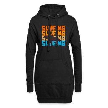 Surfer Surfen Cool Retro Surfer Vintage Surf - Hoodie-Kleid - Schwarz - Vorne