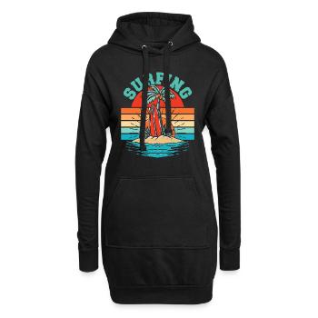 Surfer Surfen Cool Retro Surfer Vintage Surf - Hoodie-Kleid - Schwarz - Vorne