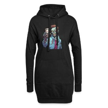 Kaffee Cafe Halloween Zombie - Hoodie-Kleid - Schwarz - Vorne