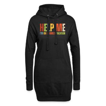Au secours, je suis en vacances en famille - Sweat-shirt à capuche long Femme - noir - Devant