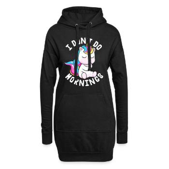 Licorne Licorne Drôle Je Ne Fais Pas De Matins - Sweat-shirt à capuche long Femme - noir - Devant