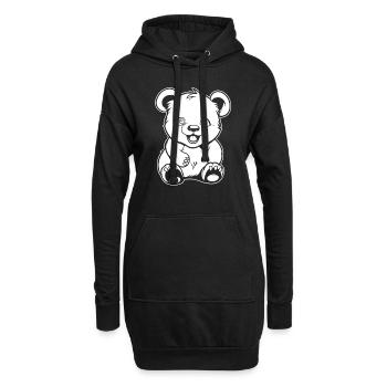 Großer Panda Pandabär Lächelnd - Hoodie-Kleid - Schwarz - Vorne