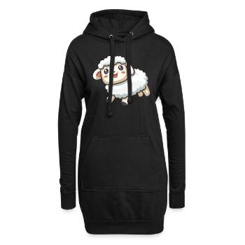 Schaf - Hoodie-Kleid - Schwarz - Vorne