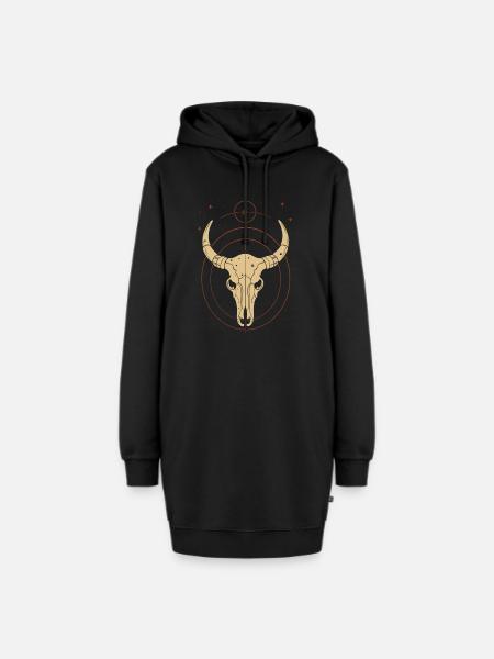 Sternzeichen Stier - Hoodie-Kleid - Schwarz