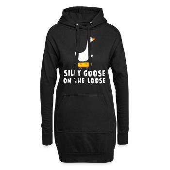 Des oies idiotes en liberté - Sweat-shirt à capuche long Femme - noir - Devant