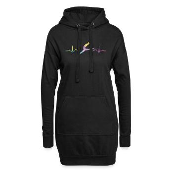 Ballet, Danseur, Battement de cœur, Ecg, Ballerine - Sweat-shirt à capuche long Femme - noir - Devant