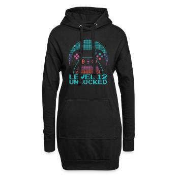 Gamer Gaming Level 12 Unlocked - Hoodie-Kleid - Schwarz - Vorne