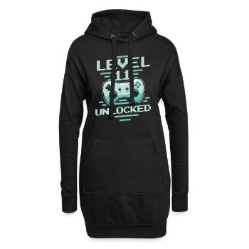 Gamer Gaming Level 11 Unlocked - Hoodie-Kleid - Schwarz - Vorne