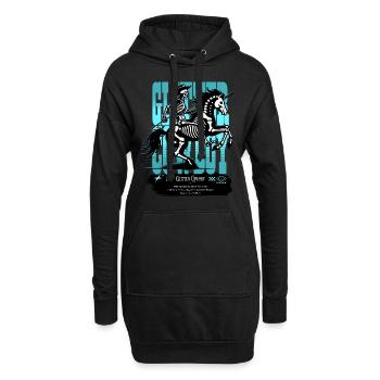 Glitter Skull / Skelett-Cowboy mit Einhorn FS0228 - Hoodie-Kleid - Schwarz - Vorne