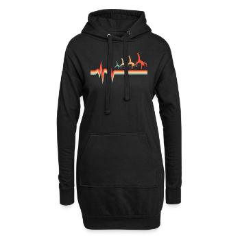Capoeira Danse Martiale Ekg Battement de Cœur - Sweat-shirt à capuche long Femme - noir - Devant