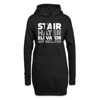 Fahrstuhl Aufzug - Hoodie-Kleid - Schwarz - Vorne