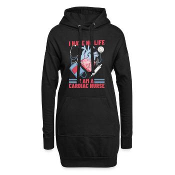 Infirmière en cardiologie - Sweat-shirt à capuche long Femme - noir - Devant