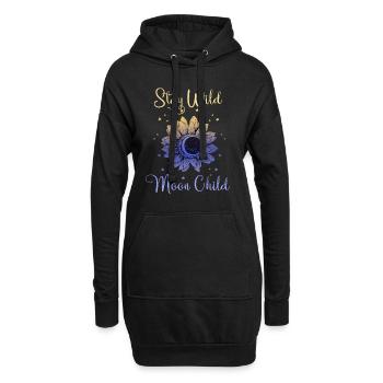 Stay Wild Moon Child Boho Grafik - Hoodie-Kleid - Schwarz - Vorne