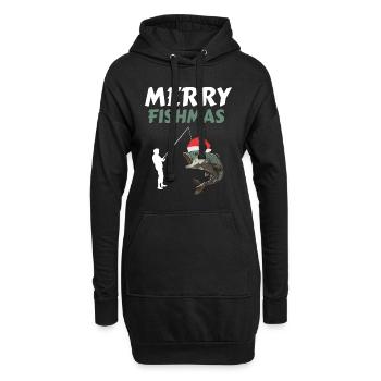 Lustiges Angler Weihnachten Fischer - Hoodie-Kleid - Schwarz - Vorne