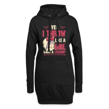 Ja Ich werfe wie ein Mädchen, will Eine Lektion - Hoodie-Kleid - Schwarz - Vorne