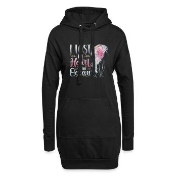J’ai perdu mon cœur à cause des méduses de l’océan - Sweat-shirt à capuche long Femme - noir - Devant