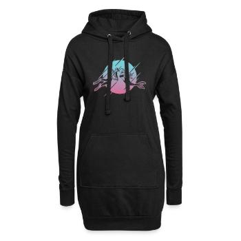 Plongeur sous-marin embrassant la sirène - Sweat-shirt à capuche long Femme - noir - Devant