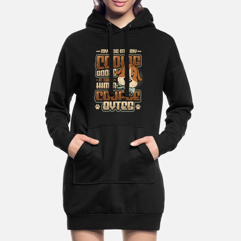 Dog Bytes Code Programmation de blagues informatiques Sweat-shirt à capuche long Femme