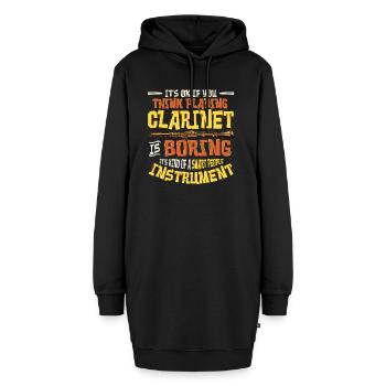 Klarinette Spielen Klarinettist - Hoodie-Kleid - Schwarz - Vorne