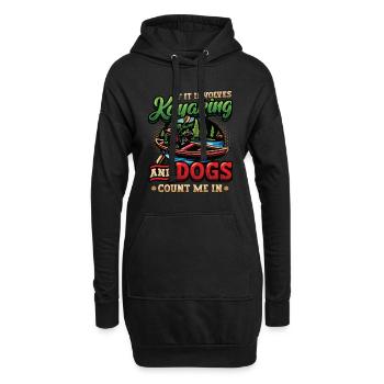 Kayak et chiens, pagaie. - Sweat-shirt à capuche long Femme - noir - Devant