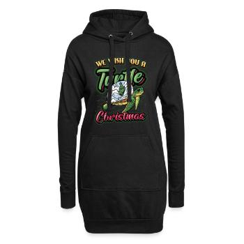 Nous vous souhaitons un Noël riche en tortues. - Sweat-shirt à capuche long Femme - noir - Devant