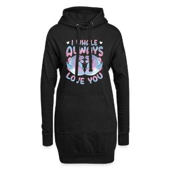 Ich Wal Liebe Dich Immer Blauwal - Hoodie-Kleid - Schwarz - Vorne