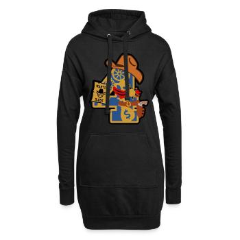 Cowboy 4. Geburtstagsparty Nummer 4 - 4 Jahre - Hoodie-Kleid - Schwarz - Vorne