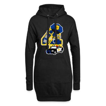 Polizei 4. Geburtstagsparty Nummer 4 - 4 Jahre - Hoodie-Kleid - Schwarz - Vorne