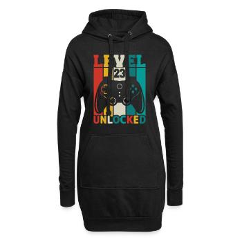 23 Jahre 23. Geburtstag Level freigeschaltet Gamin - Hoodie-Kleid - Schwarz - Vorne