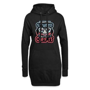 Ich Kann Dummheit Nicht Beheben - Hoodie-Kleid - Schwarz - Vorne