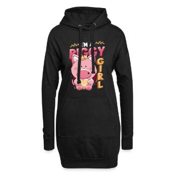 Im A Piggy Girl, Schweineliebhaber - Hoodie-Kleid - Schwarz - Vorne