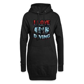 J’adore la plongée, la plongée sous-marine - Sweat-shirt à capuche long Femme - noir - Devant