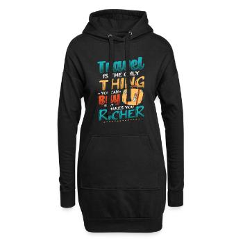 Les voyages vous enrichissent - Travel Enthusiast - Sweat-shirt à capuche long Femme - noir - Devant