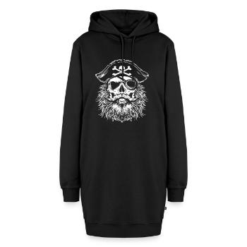 Crâne de pirate - Sweat-shirt à capuche long Femme - noir - Devant