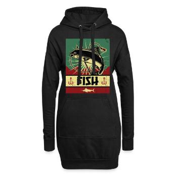 Propagande de pêche - Sweat-shirt à capuche long Femme - noir - Devant