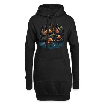 Capybaras Wasserschwein - Hoodie-Kleid - Schwarz - Vorne