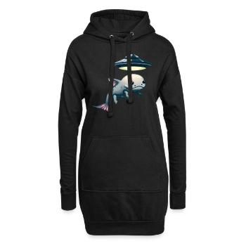 Enlèvement d’OVNI: Alien et Axolotl - Sweat-shirt à capuche long Femme - noir - Devant