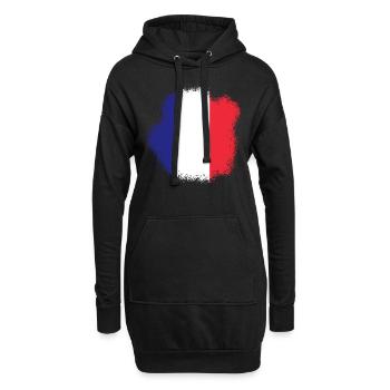 Frankreich Flagge Used Look Französische Fahne - Hoodie-Kleid - Schwarz - Vorne