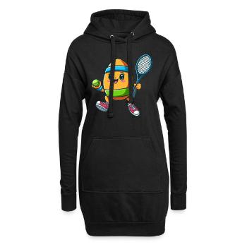 Osterei-Tennis, Tennisspieler Osterfest - Hoodie-Kleid - Schwarz - Vorne