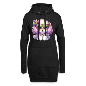Conception de caniche Mardi Gras - Sweat-shirt à capuche long Femme - noir - Devant