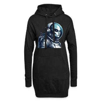 Alien Astronaut Weltraum Erkundung - Hoodie-Kleid - Schwarz - Vorne