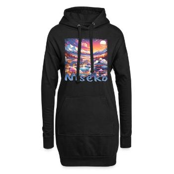 Niseko Japan Skiurlaub Winterurlaub Schnee Grunge - Hoodie-Kleid - Schwarz - Vorne