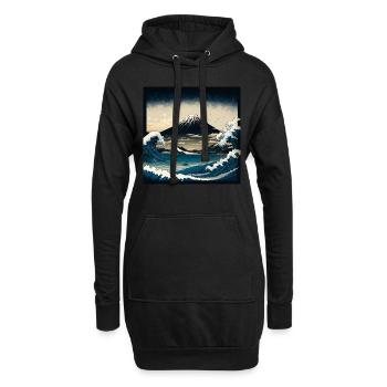 Mont puissant Fuji Hokusai Style - Sweat-shirt à capuche long Femme - noir - Devant