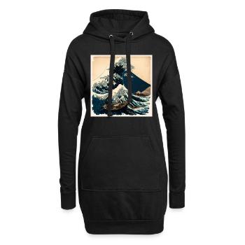 Suivre la voie de la nature Style Hokusai - Sweat-shirt à capuche long Femme - noir - Devant
